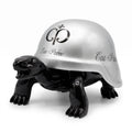 Casa Padrino Luxus Deko Figur Schildkröte Schwarz / Silber 40 cm - Deko Accessoires (KI Studio)