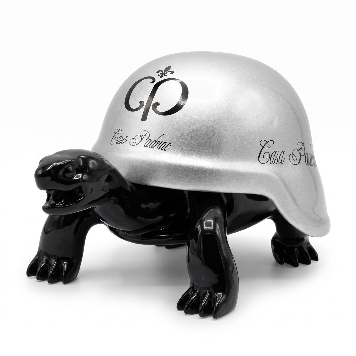 Casa Padrino Luxus Deko Figur Schildkröte Schwarz / Silber 40 cm - Deko Accessoires (KI Studio)