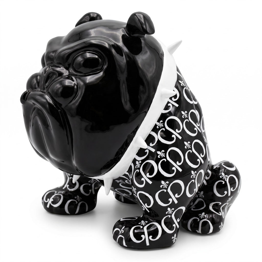 Casa Padrino Luxus Deko Figur Hund Bulldogge Schwarz / Weiß 20 cm - Deko Skulptur (KI Studio)