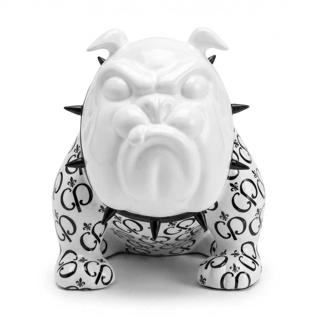 Casa Padrino Luxus Deko Figur Hund Bulldogge Weiß / Schwarz 20 cm - Deko Skulptur (KI Studio)