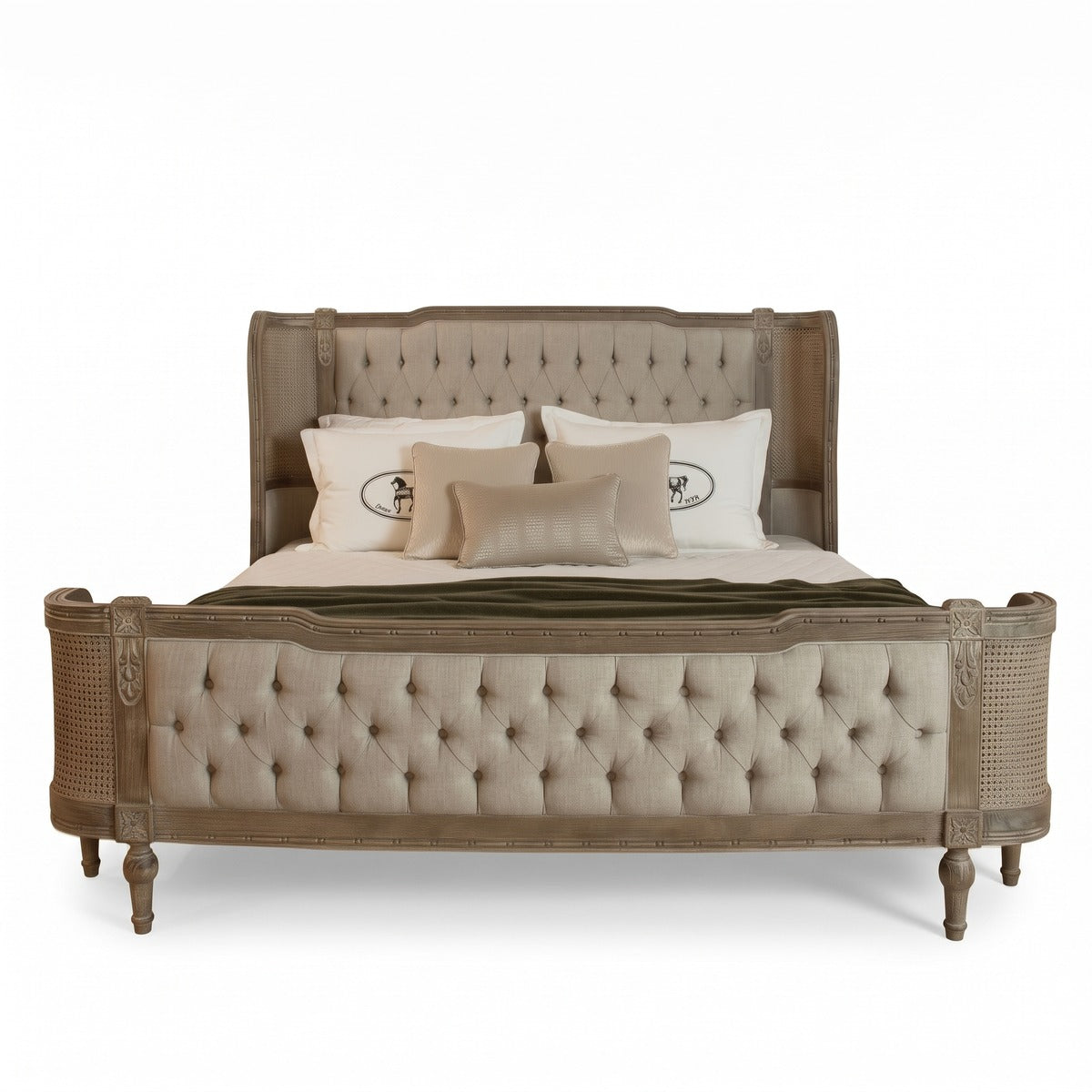 Pompöös by Casa Padrino Luxus Barock Doppelbett Provence Grau / Braun 200 x 200 cm - designed by Harald Glööckler (KI Studio)