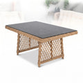 Casa Padrino Luxus Rattan Garten Esstisch mit Glasplatte Naturfarben / Grau 200 cm (KI Studio)