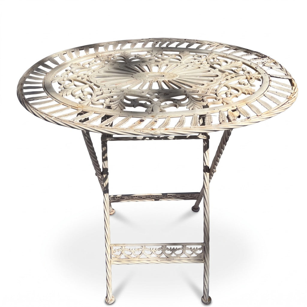 Casa Padrino Jugendstil Gartentisch Creme 70 x 54 x H. 74 cm - Klappbarer Garten Esstisch (KI Studio)