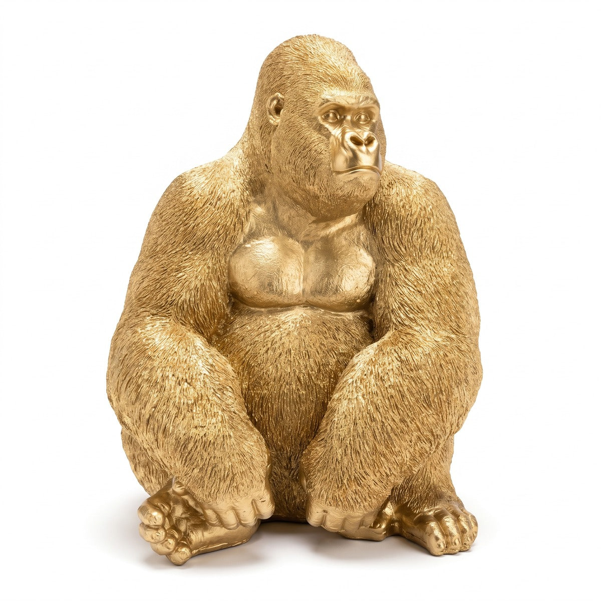 Casa Padrino Deko Skulptur Gorilla Gold H. 75 cm - Luxuriöse Tierfigur aus Glasfaserlaminat (KI Studio)
