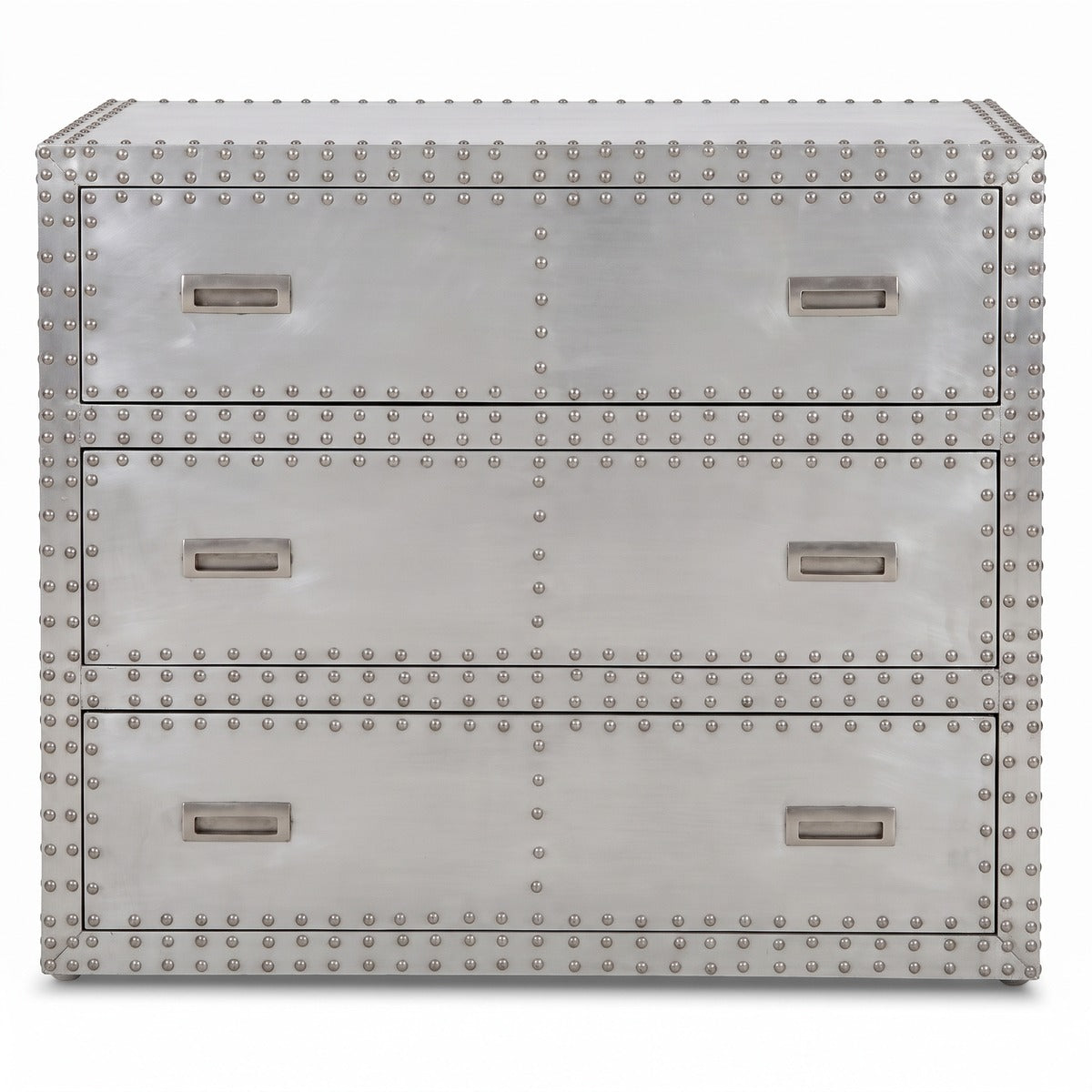 Casa Padrino Aluminium Kommode im Flugzeug Design mit 3 Schubladen silber 100 x 45 x 80 cm (KI Studio)