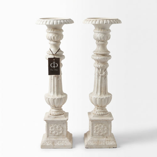Casa Padrino Barock Kerzenständer Set Weiß H. 69,5 cm - Luxuriöses Deko Accessoire aus Gusseisen (KI Studio)