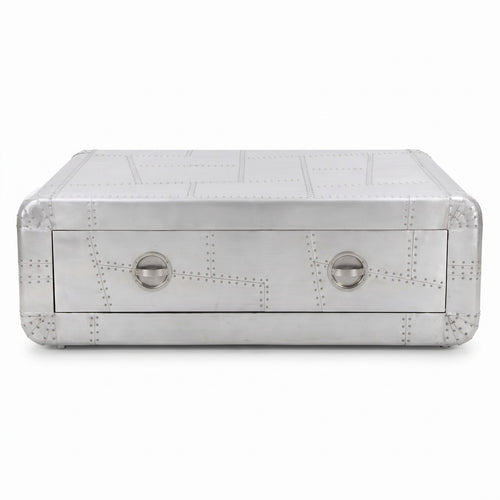 Casa Padrino Aluminium Flugzeug Flieger Couchtisch Silber 120 cm - Luxuriöser Wohnzimmertisch (KI Studio)