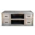 Casa Padrino Luxus Aluminium Flugzeug Flieger TV Schrank Silber 120 x 51 x 50 cm (KI Studio)