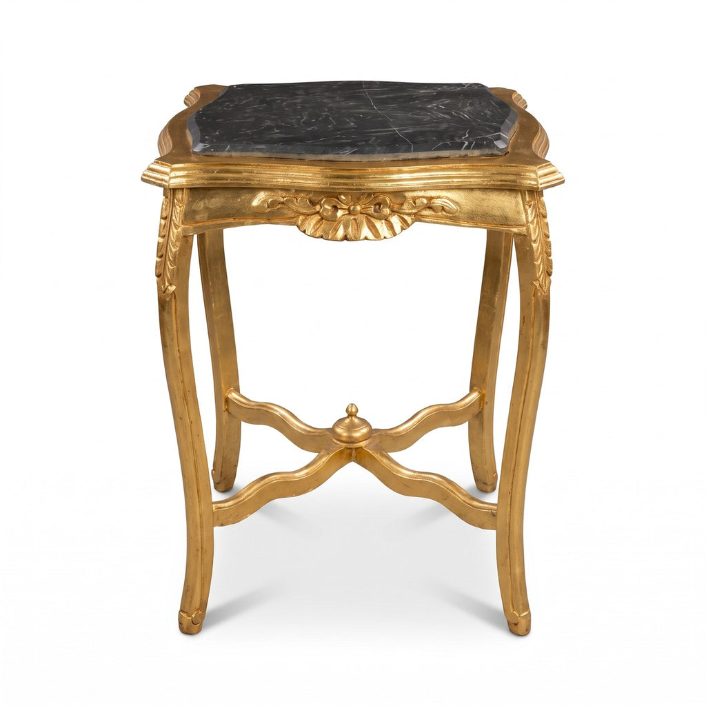 Casa Padrino Barock Beistelltisch mit Marmorplatte in Gold und Schwarz, 50 x 50 x 70 cm (KI Studio)