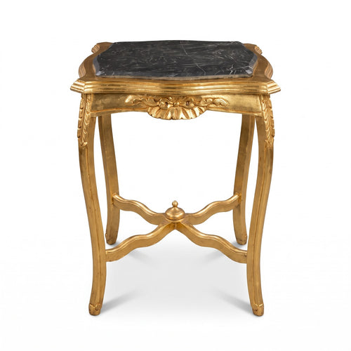 Casa Padrino Barock Beistelltisch mit Marmorplatte in Gold und Schwarz, 50 x 50 x 70 cm (KI Studio)