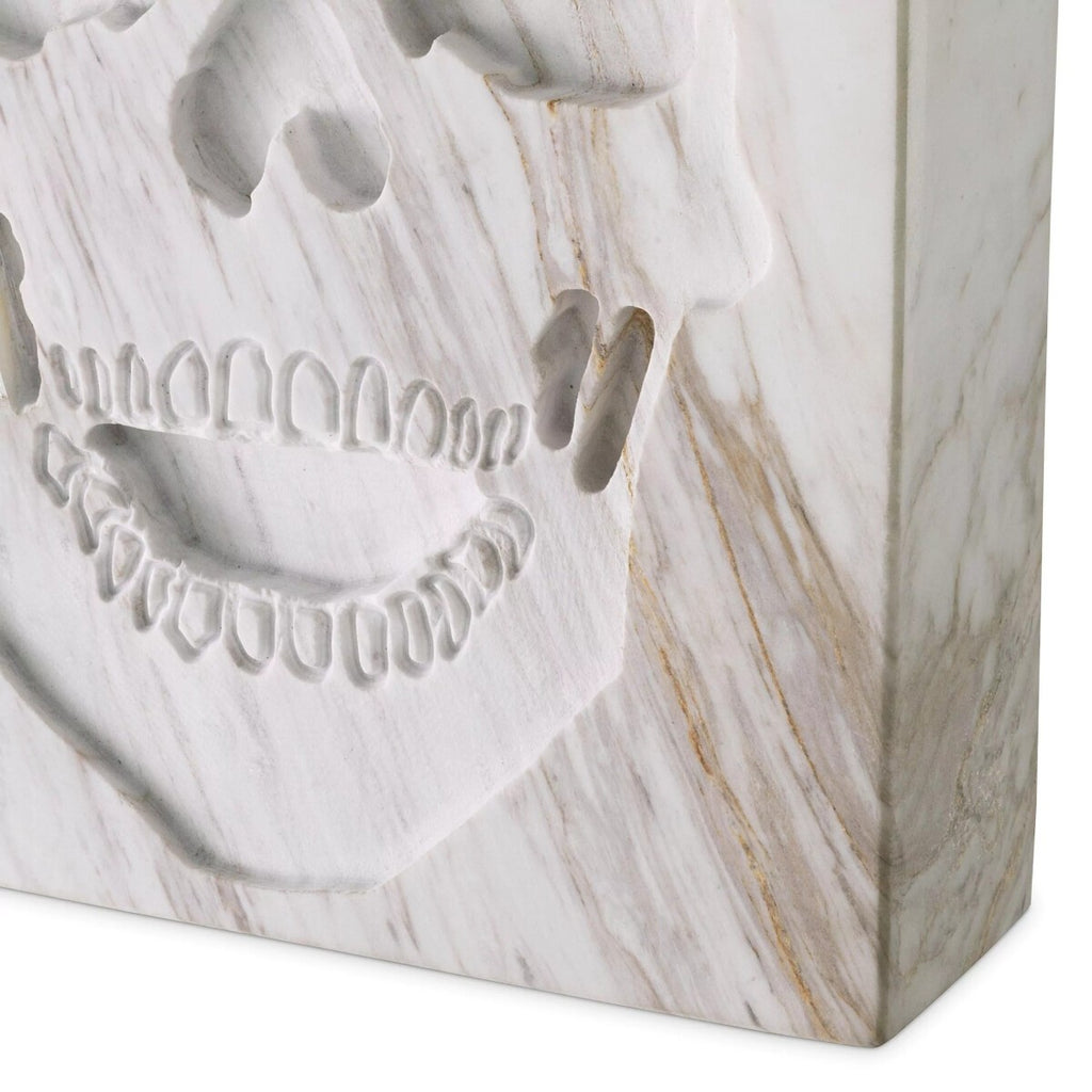 Philipp Plein Luxus Designer Marmor Skull Book Deko 18 x 24 x H. 5,5 cm Totenkopf Marmor Skulptur