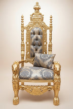 Pompöös by Casa Padrino Luxus Barock Thron Sessel Provence Gold / Grau / Gold - designed by Harald Glööckler