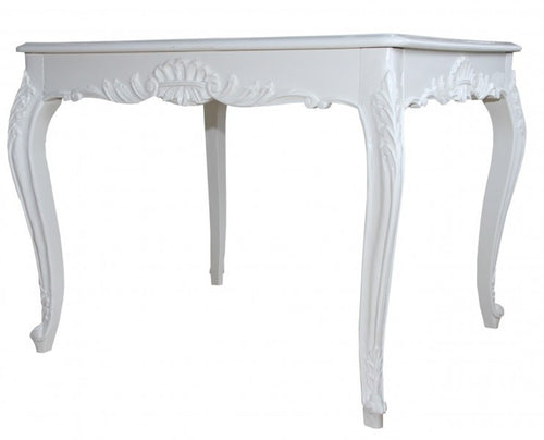 Casa Padrino Barock Esstisch Quadratisch Weiss 100 cm x 100 cm - Massivholz Luxus Esszimmertisch im Antik Stil