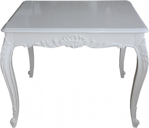 Casa Padrino Barock Esstisch Quadratisch Weiss 100 cm x 100 cm - Massivholz Luxus Esszimmertisch im Antik Stil
