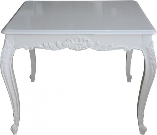 Casa Padrino Baroque Dining Table Square White 100 cm x 100 cm - Solid Wood Luxury Antique Style Furniture