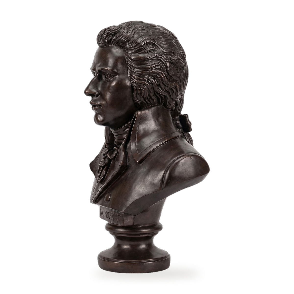 Casa Padrino Barock Mozart Büste Schwarz 50 x 25 x H. 65 cm - Dekofigur im Barockstil (KI Ansicht) 2