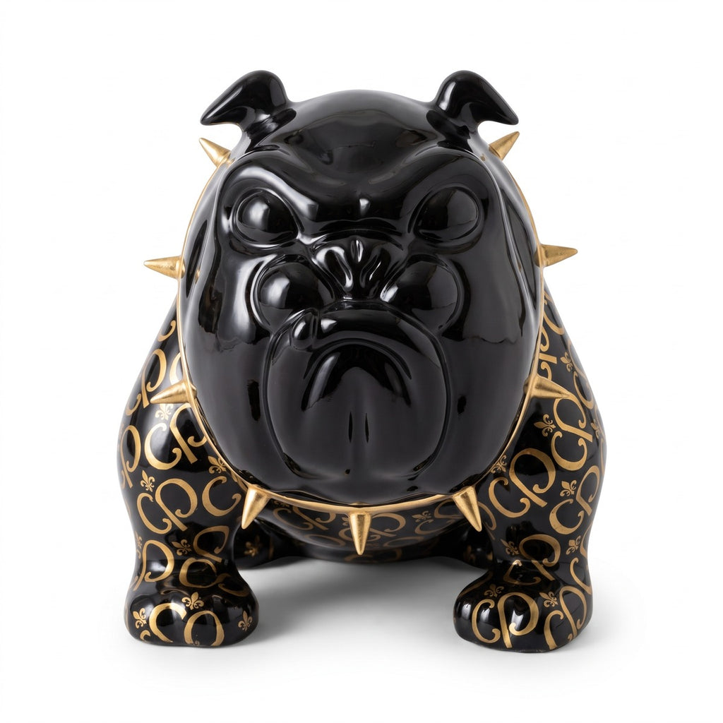 Casa Padrino Luxus Deko Figur Hund Bulldogge Schwarz / Gold 20 cm - Deko Skulptur (KI Ansicht) 1