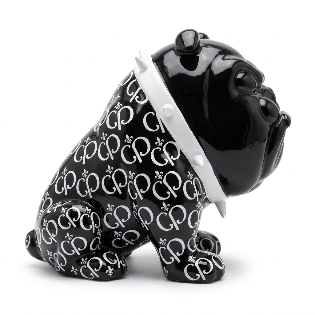 Casa Padrino Luxus Deko Figur Hund Bulldogge Schwarz / Weiß 20 cm - Deko Skulptur (KI Ansicht) 2