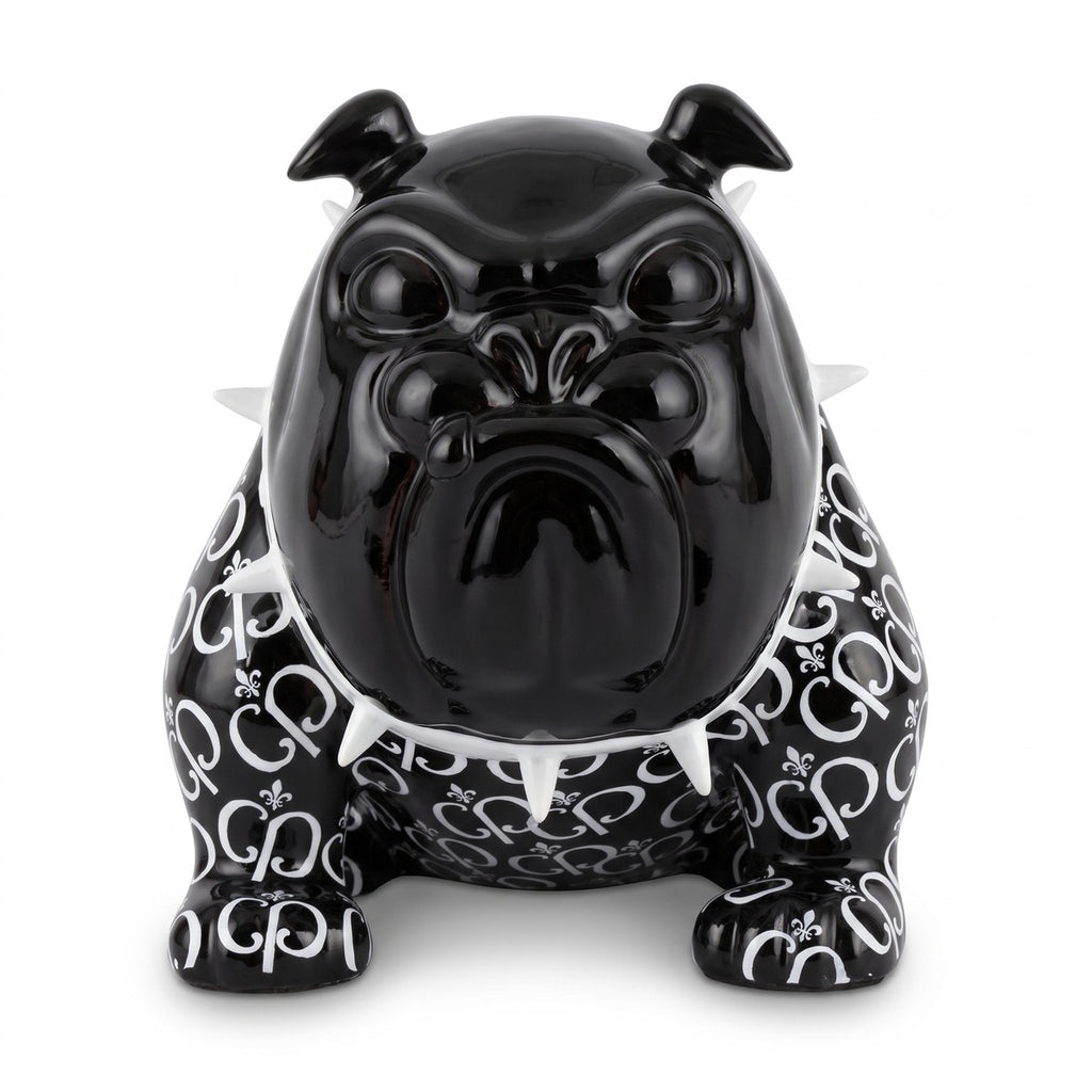 Casa Padrino Luxus Deko Figur Hund Bulldogge Schwarz / Weiß 20 cm - Deko Skulptur (KI Ansicht) 1