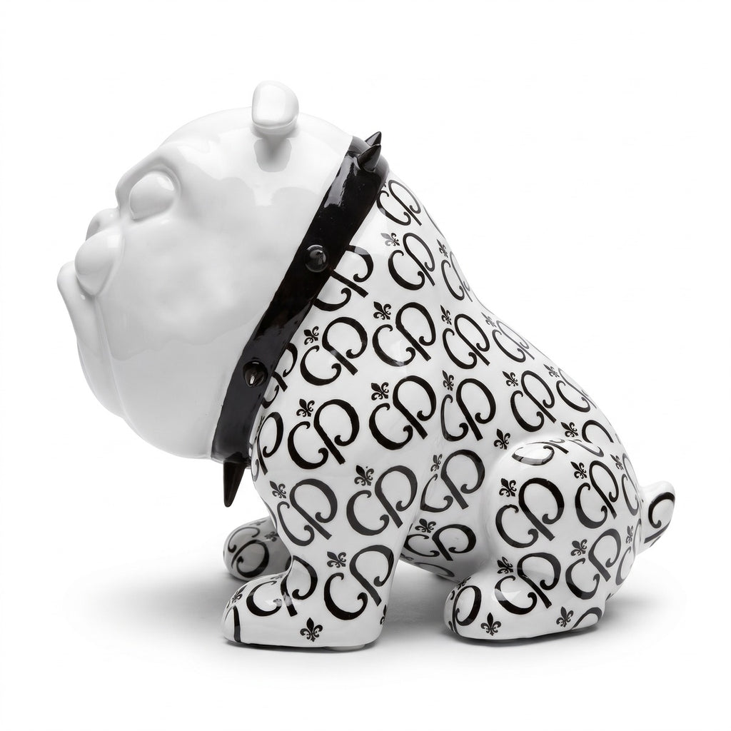 Casa Padrino Luxus Deko Figur Hund Bulldogge Weiß / Schwarz 20 cm - Deko Skulptur (KI Ansicht) 2
