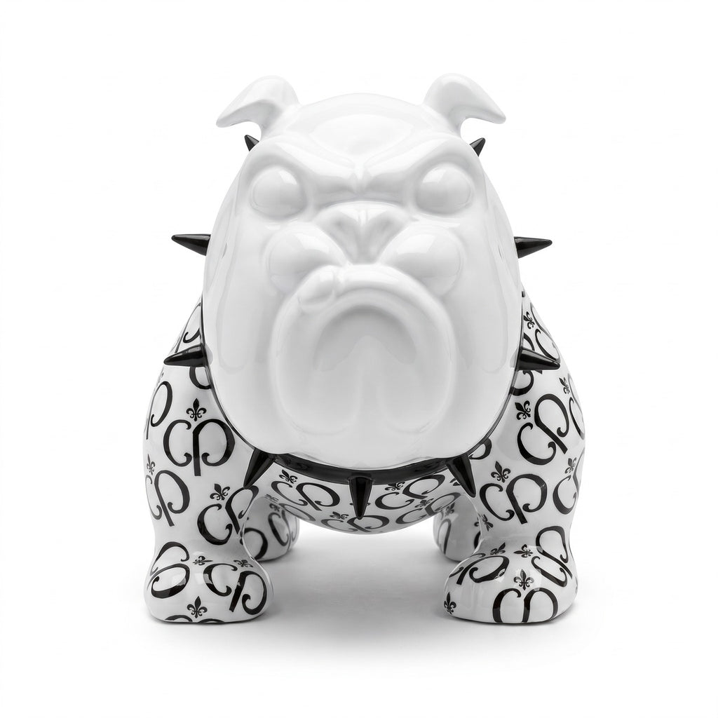 Casa Padrino Luxus Deko Figur Hund Bulldogge Weiß / Schwarz 20 cm - Deko Skulptur (KI Ansicht) 1