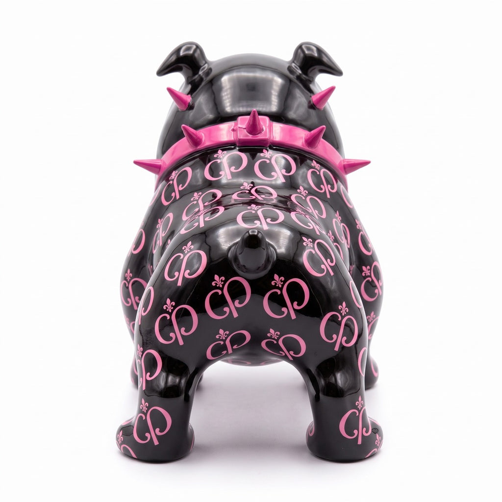 Casa Padrino Luxus Deko Figur Hund Bulldogge Schwarz / Pink 20 cm - Deko Skulptur (KI Ansicht) 3