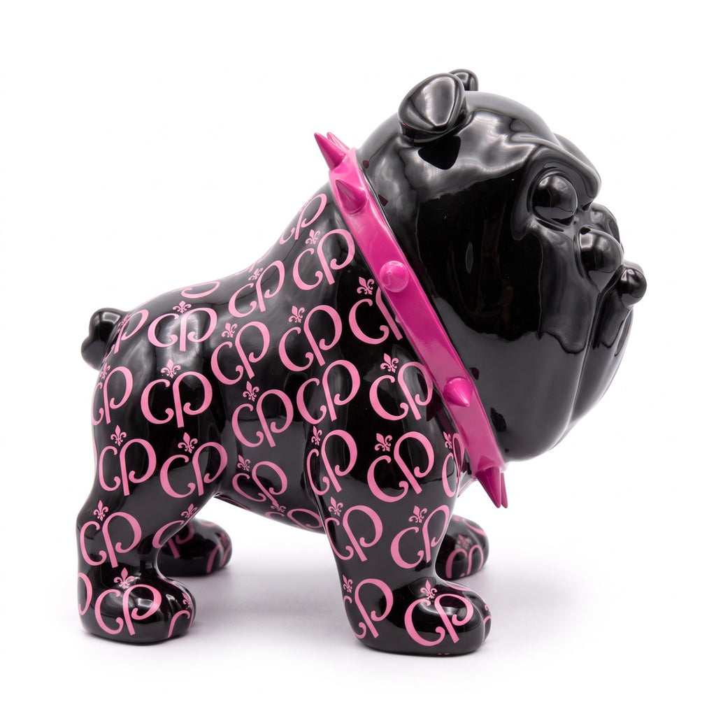 Casa Padrino Luxus Deko Figur Hund Bulldogge Schwarz / Pink 20 cm - Deko Skulptur (KI Ansicht) 2