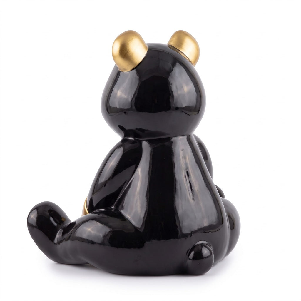 Casa Padrino Luxus Deko Figur Boxer Teddybär Schwarz / Gold 50 cm - Deko Skulptur (KI Ansicht) 3