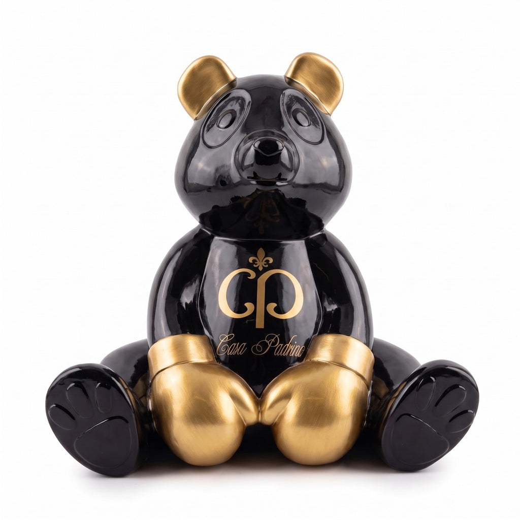 Casa Padrino Luxus Deko Figur Boxer Teddybär Schwarz / Gold 50 cm - Deko Skulptur (KI Ansicht) 1
