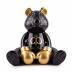 Casa Padrino Luxus Deko Figur Boxer Teddybär Schwarz / Gold 50 cm - Deko Skulptur (KI Ansicht) 1