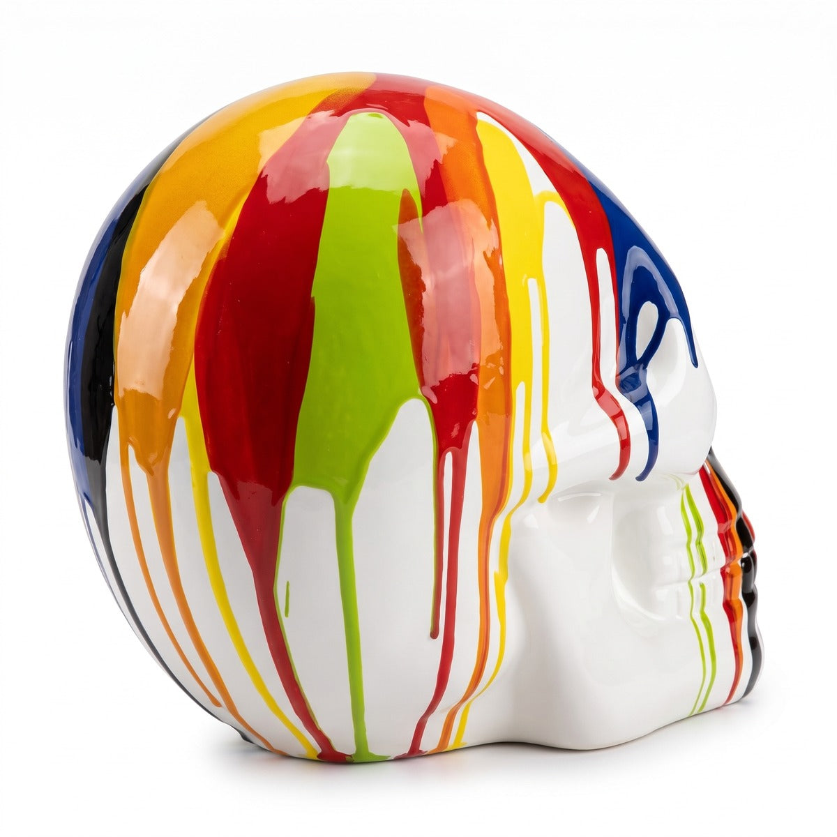 Casa Padrino Deko Skulptur Totenkopf Weiß / Bunt H. 66 cm - Deko Accessoires (KI Ansicht) 3