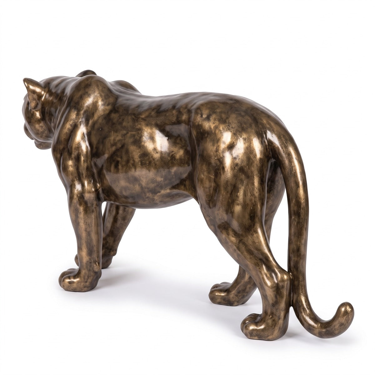 Casa Padrino XXL Deko Skulptur Panther Antik Gold 160 cm - Große Deko Figur aus Glaslaminat und Metall (KI Ansicht) 3