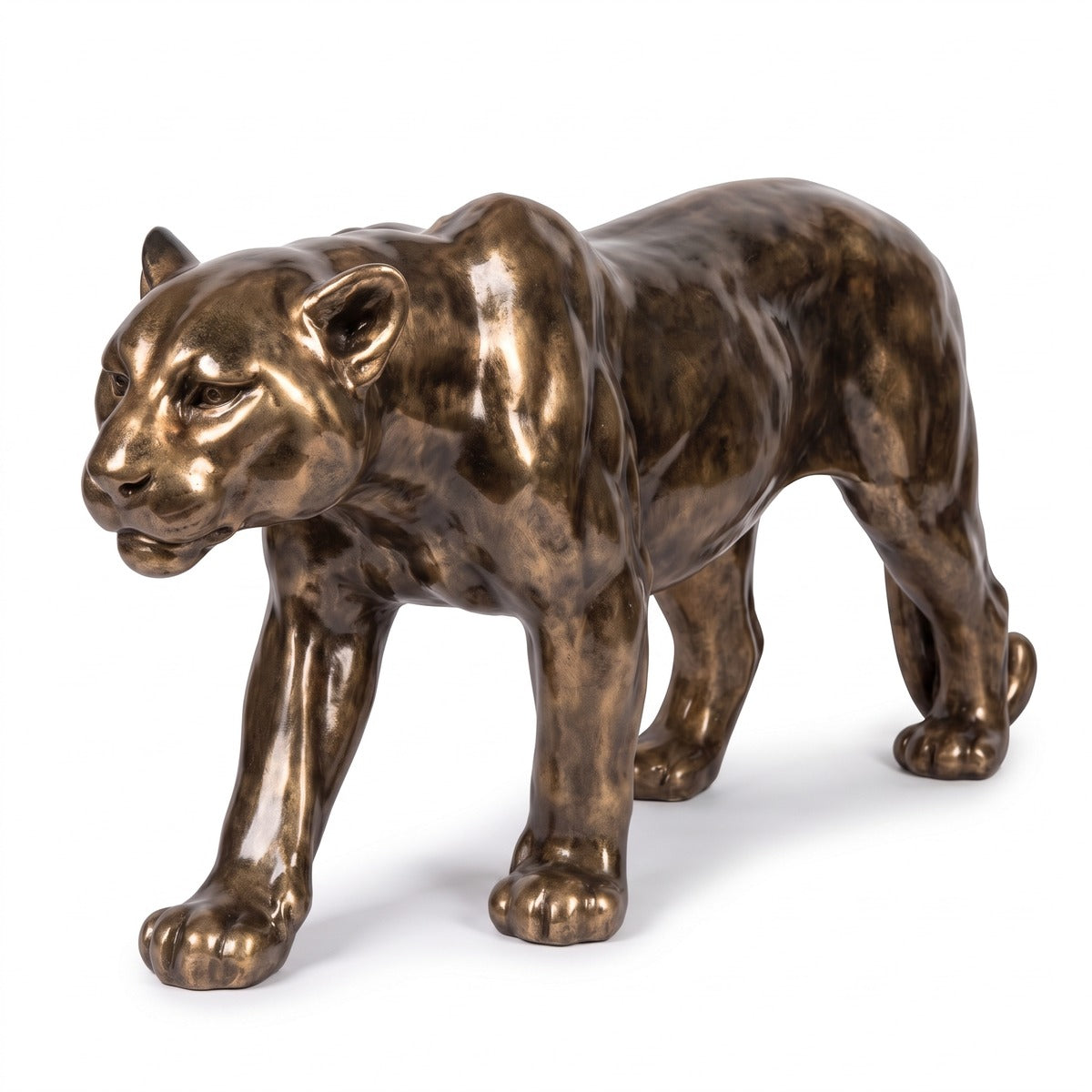 Casa Padrino XXL Deko Skulptur Panther Antik Gold 160 cm - Große Deko Figur aus Glaslaminat und Metall (KI Ansicht) 1