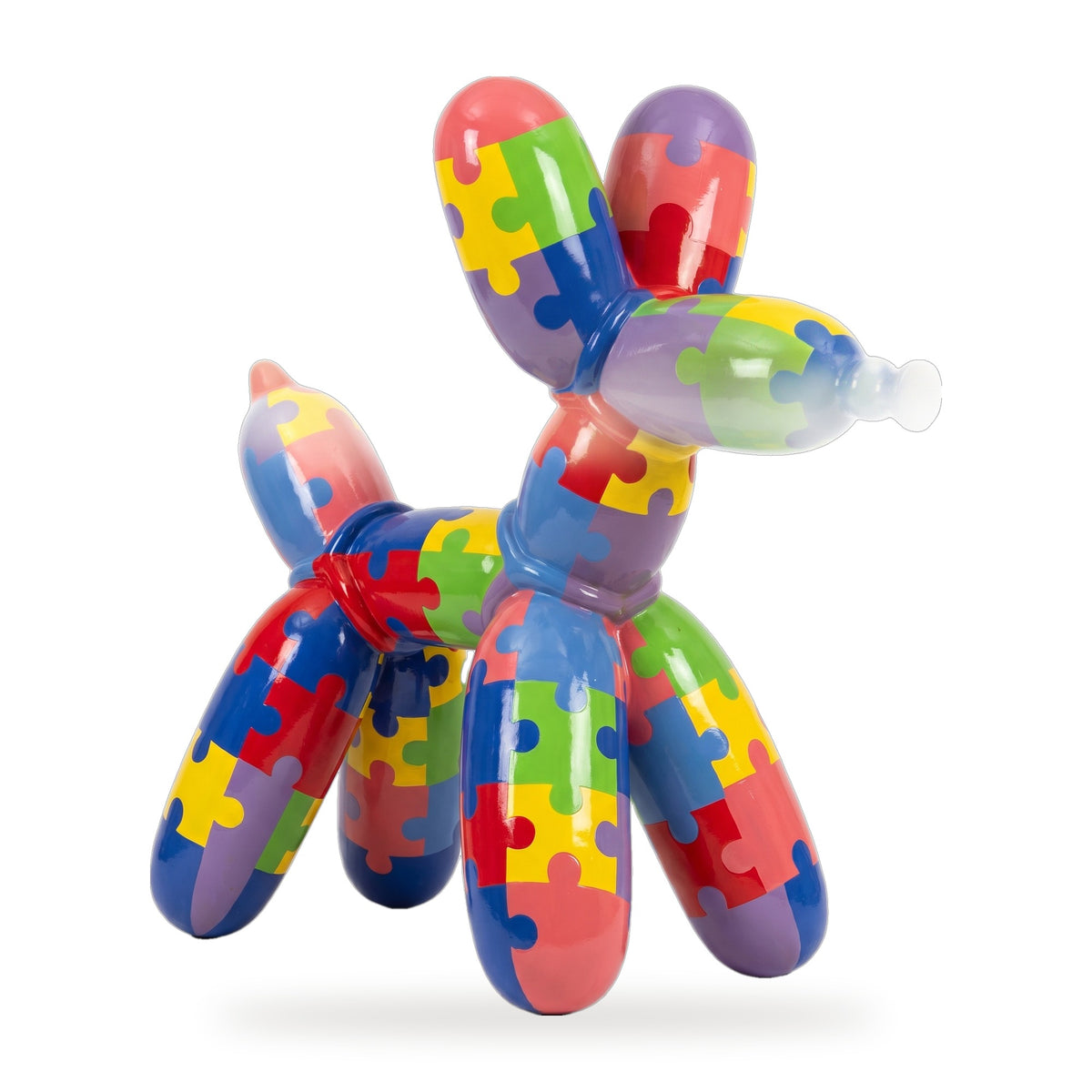 Casa Padrino Deko Skulptur Hund 100 cm – Bunt Puzzle Kunstharz Figur Pop Art (KI weiss)
