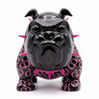 Casa Padrino Luxus Deko Figur Hund Bulldogge Schwarz / Pink 20 cm - Deko Skulptur (KI weiss) 1