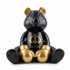 Casa Padrino Luxus Deko Figur Boxer Teddybär Schwarz / Gold 50 cm - Deko Skulptur (KI weiss) 1