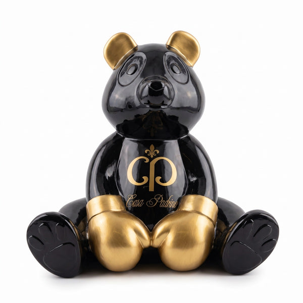 Casa Padrino figura decorativa di lusso orsacchiotto di peluche pugile nero / oro 50 cm - Scultura decorativa