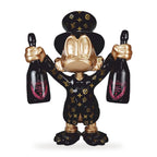 Casa Padrino XXL Deko Skulptur Ente Schwarz / Gold H. 170 cm - Große Deko Figur (freigestellt)