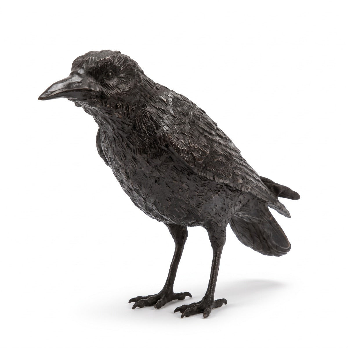 Casa Padrino Luxus Bronze Skulptur Vogel Rabe Schwarz 61 x 15 x H. 30 cm - Deko Figur - Wohnzimmer Deko - Schreibtisch Deko (KI weiss) 1