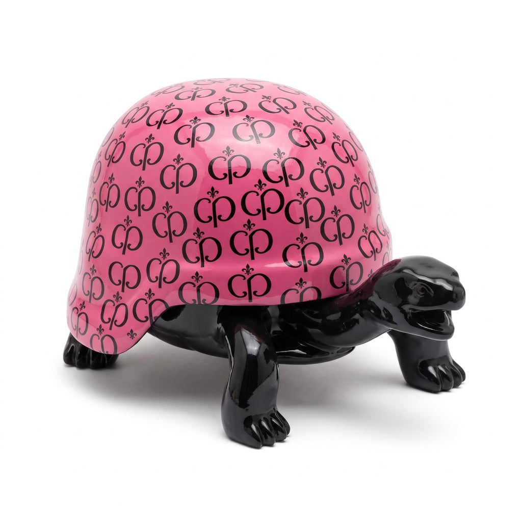Casa Padrino Luxus Deko Figur Schildkröte Schwarz / Pink 40 cm - Deko Skulptur (KI weiss) 1