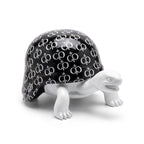 Casa Padrino Luxus Deko Figur Schildkröte Schwarz / Weiß 40 cm - Deko Accessoires (KI weiss) 1