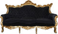 Casa Padrino Barock 3er Sofa Master Schwarz / Gold, Breite 210 cm, Höhe 135 cm, Tiefe 90 cm, Luxus Wohnzimmer Couch