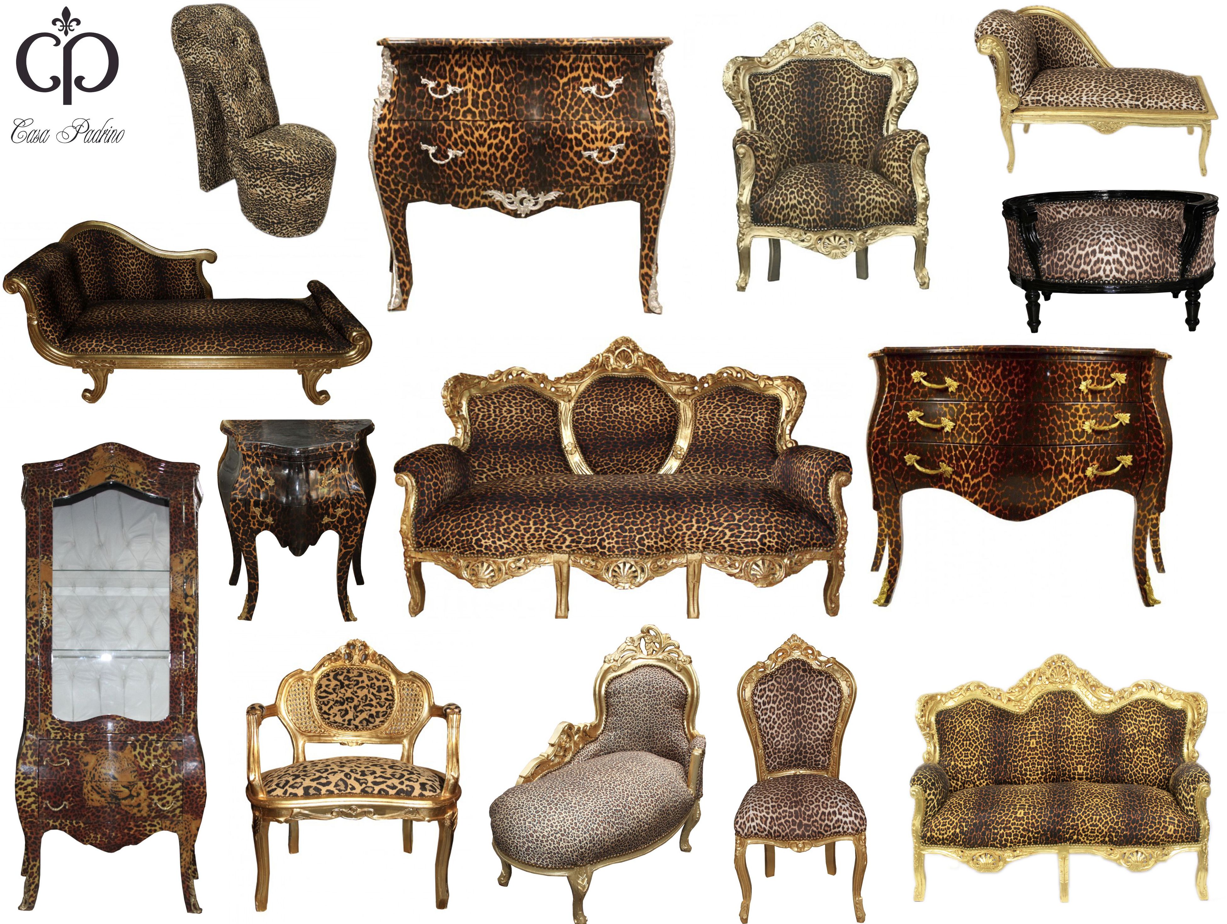 Barock Möbel Leopard Gold Casa Padrino Stuhl Stühle Leo Sessel Kommode Schrank Hocker Barock Möbel Leopard Gold Stuhl Stühle Sessel Kommode Schrank Einrichtung Club Hocker Hundebett