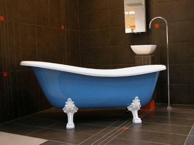 Luxus Badewanne freistehend in Blau Weiß aus dem Hause Casa Padrino